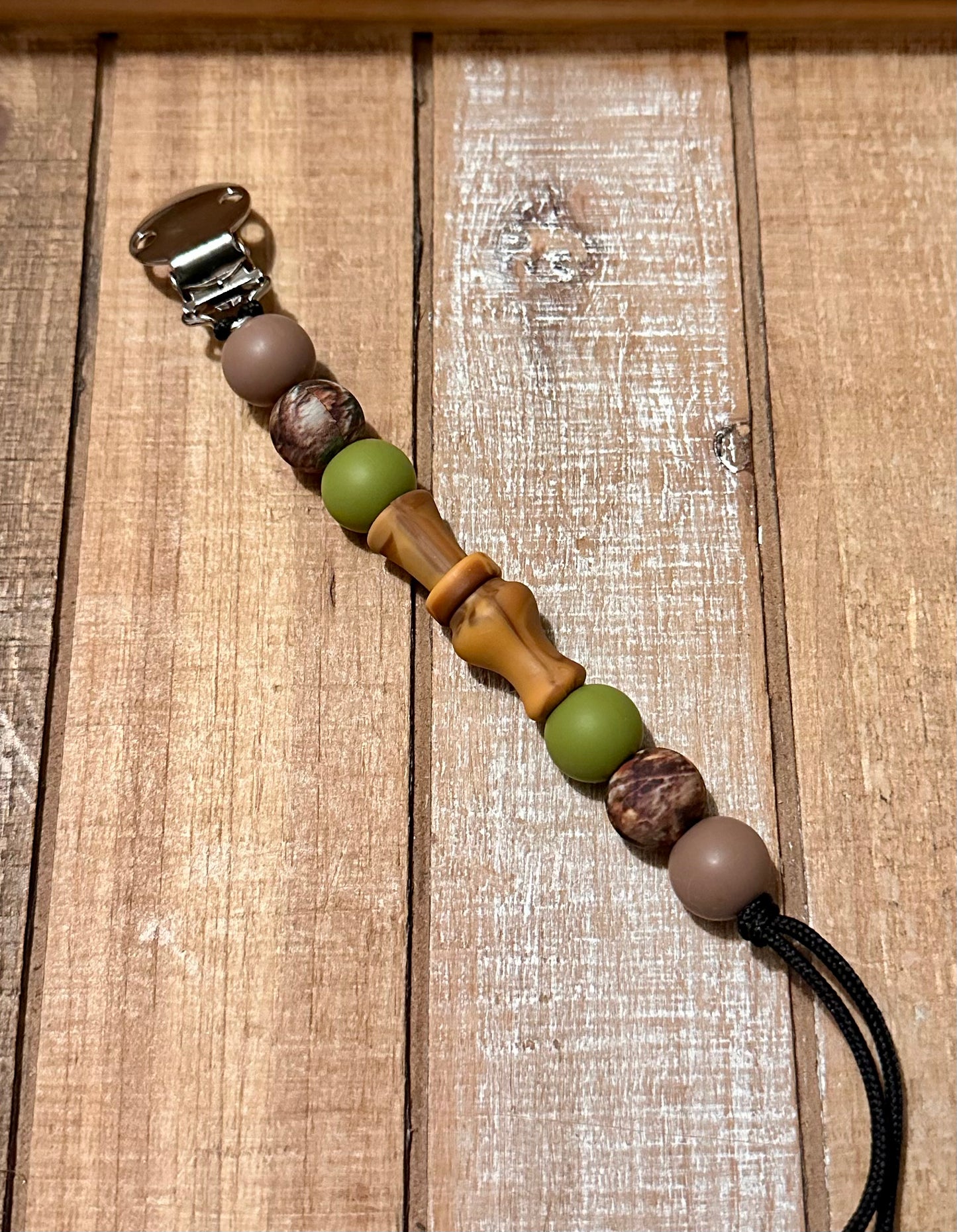 Duck Call Pacifier Clip - Army/Camo/Brownie