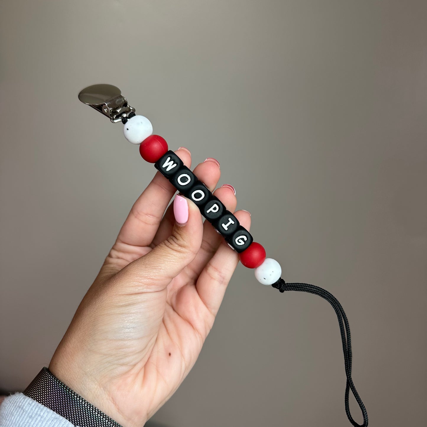 Woo Pig Pacifier Clip