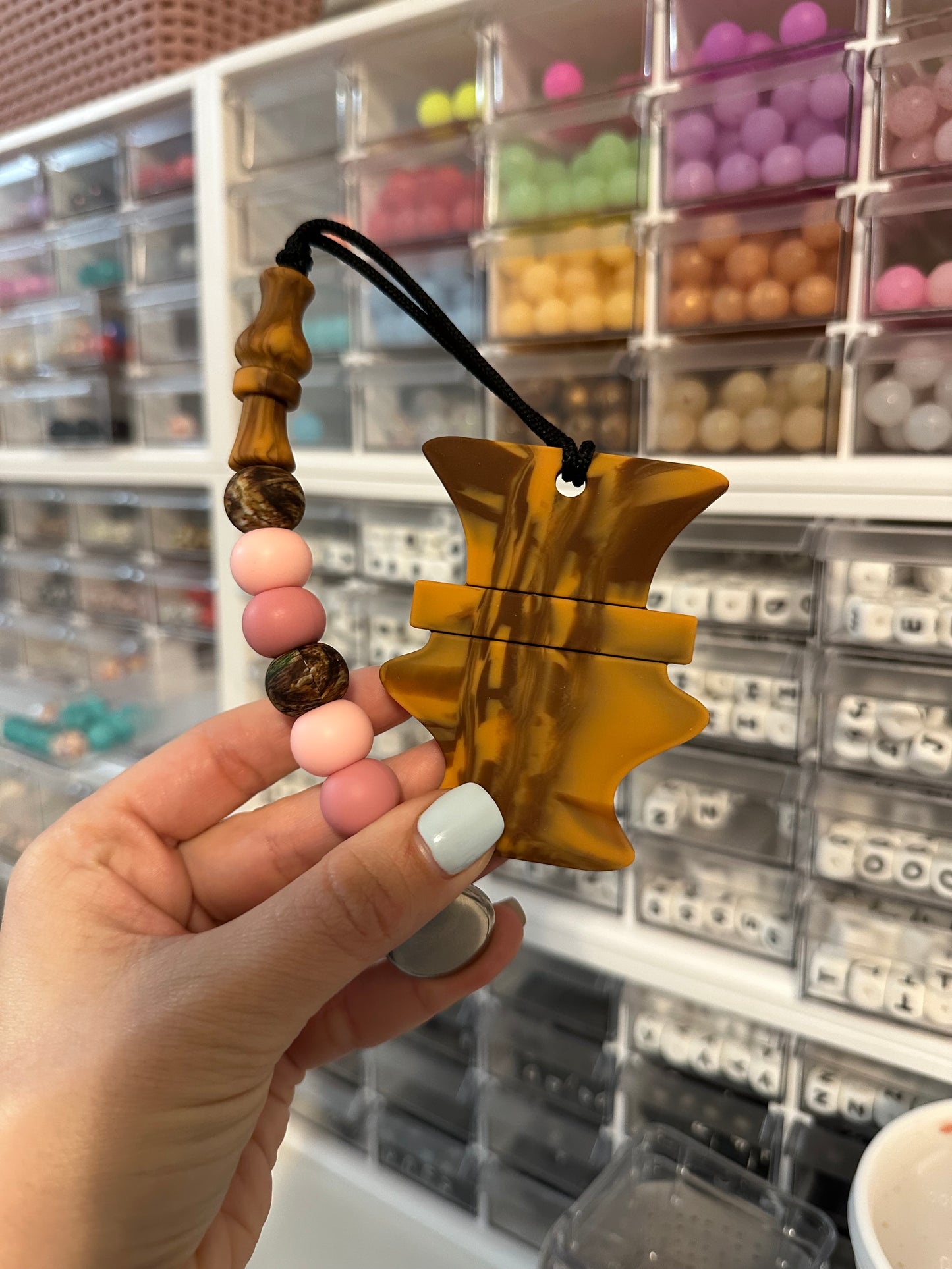 Wooden Duck Call Teether + Pacifier Clip (PINKS)