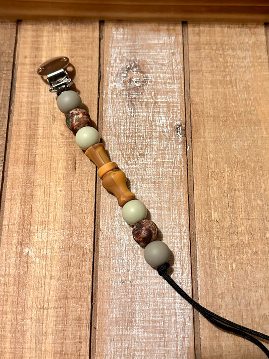 Duck Call Pacifier Clip - Silver Sage/Camo/Sage