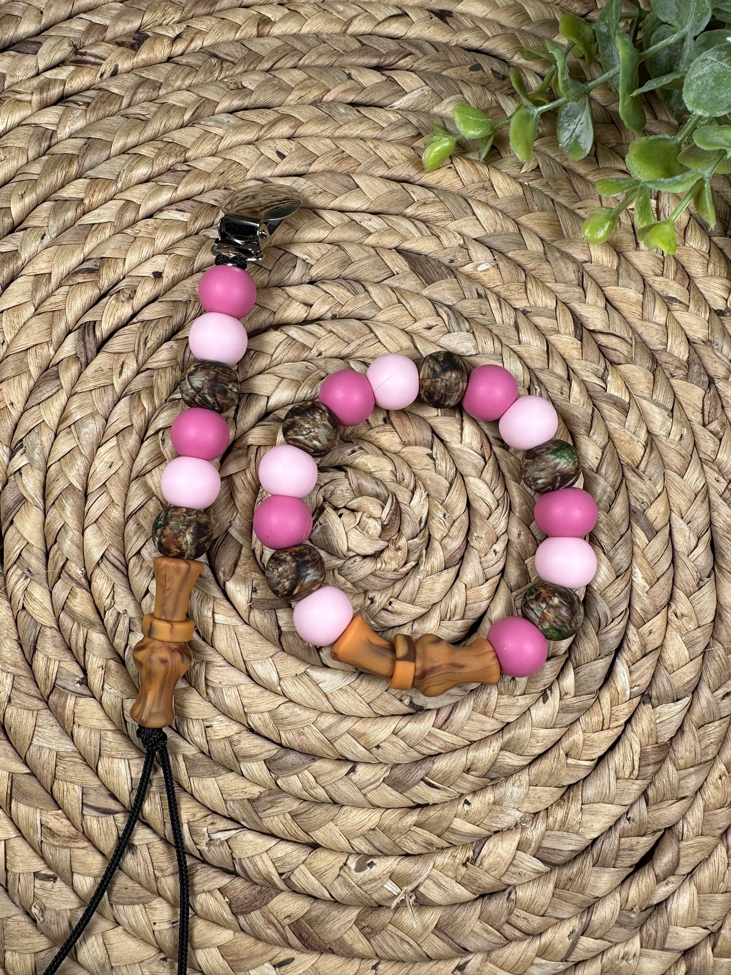 Pink Mix Duck Call Pacifier Clip or Teething Ring