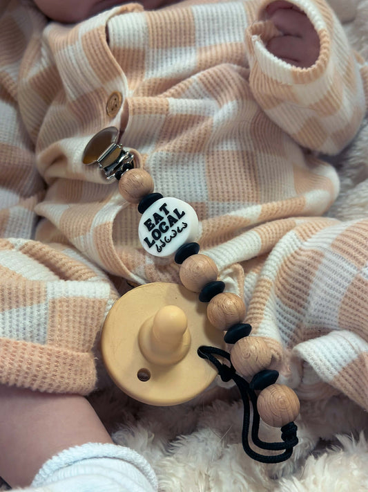 Eat Local Pacifier Clip