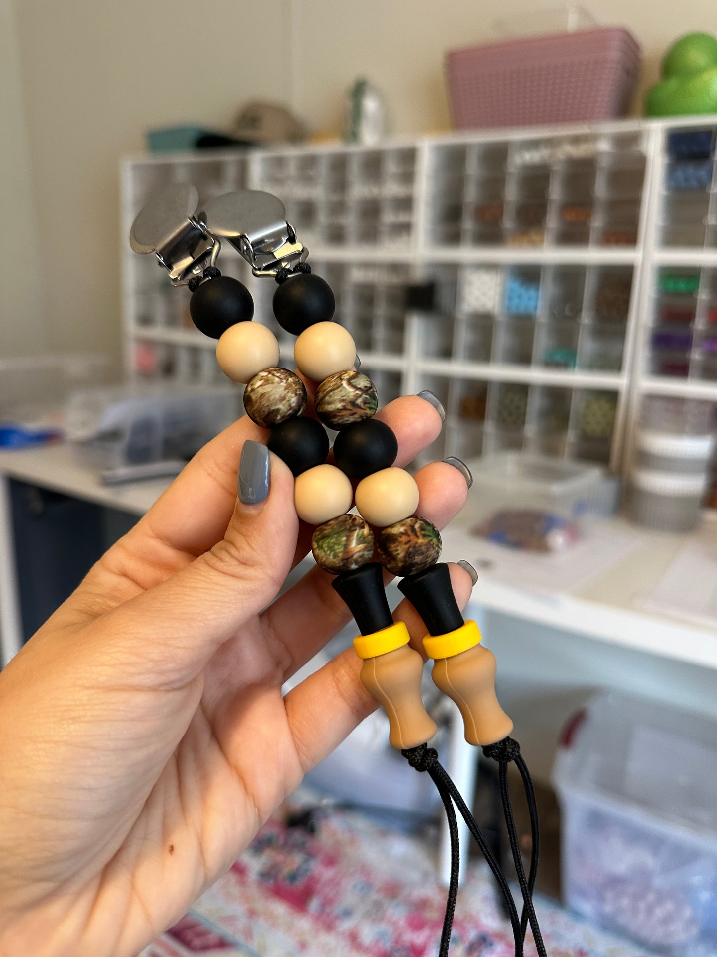 Black Duck Call Pacifier Clip