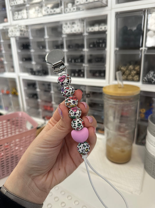 Pastel Candy Heart Pacifier Clip