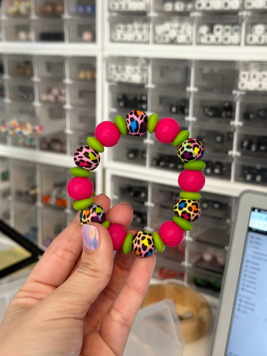 Neon Leopard Teething Ring