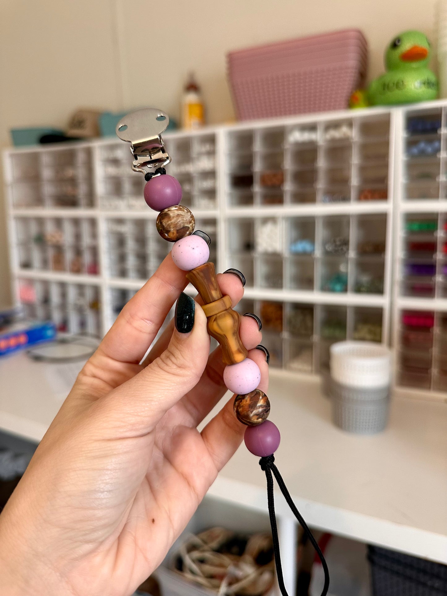 Duck Call Pacifier Clip - Purples