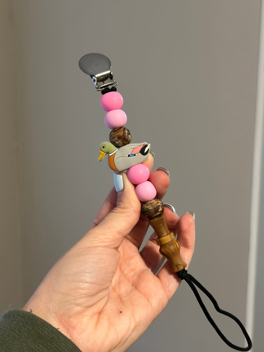 PINK Duck Hunting Duo Pacifier Clip