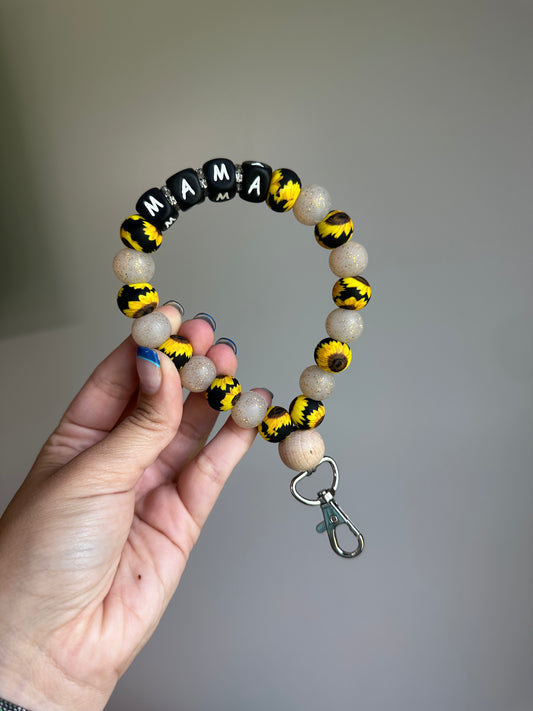 Mama Sunflower Tear Drop Key Ring