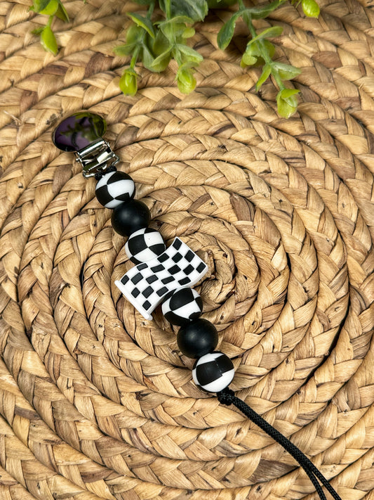 WS Checkered Flag Pacifier Clip