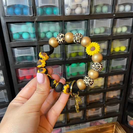 Sunflower Leopard Key Ring
