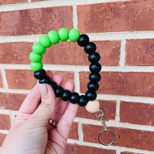 Matte Black Leopard Teardrop Key Ring