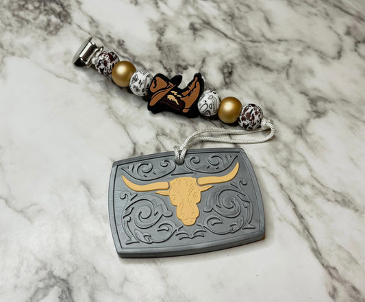Cowboy Boot + Belt Buckle Set