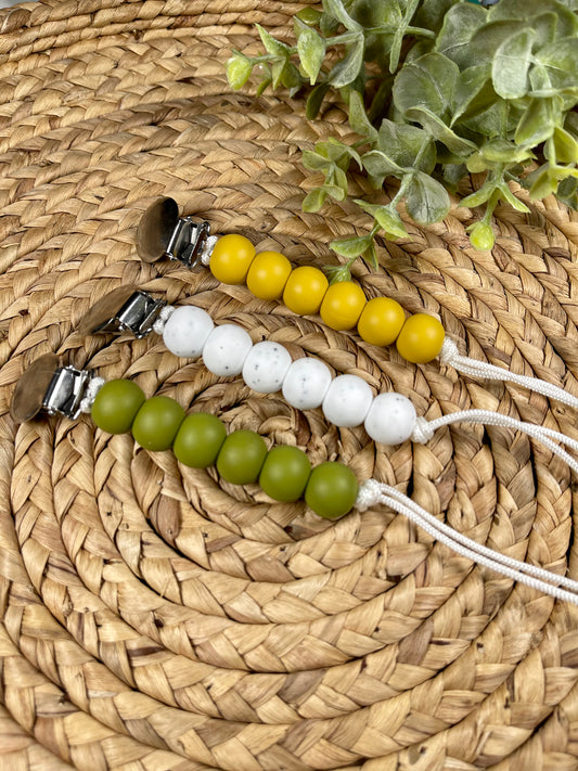 Pack of 10: Solid Color Pacifier Clips