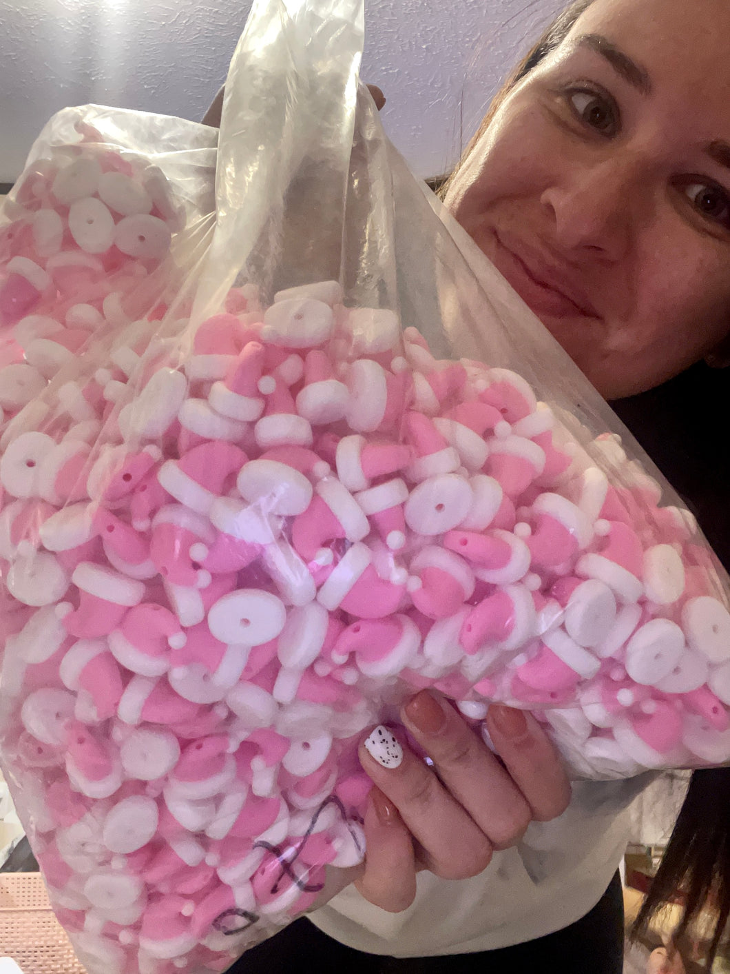 BAG OF 10 Pink Hats [Not Teething Safe]
