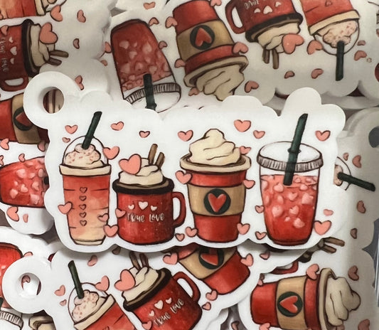 Heart + Coffee Acrylic Key Tag
